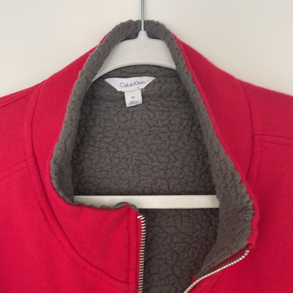 Calvin Klein Jacket Full Zip Men's XL Red Solid Winter Wear Long Sleeves fleece - Picture 2 of 11